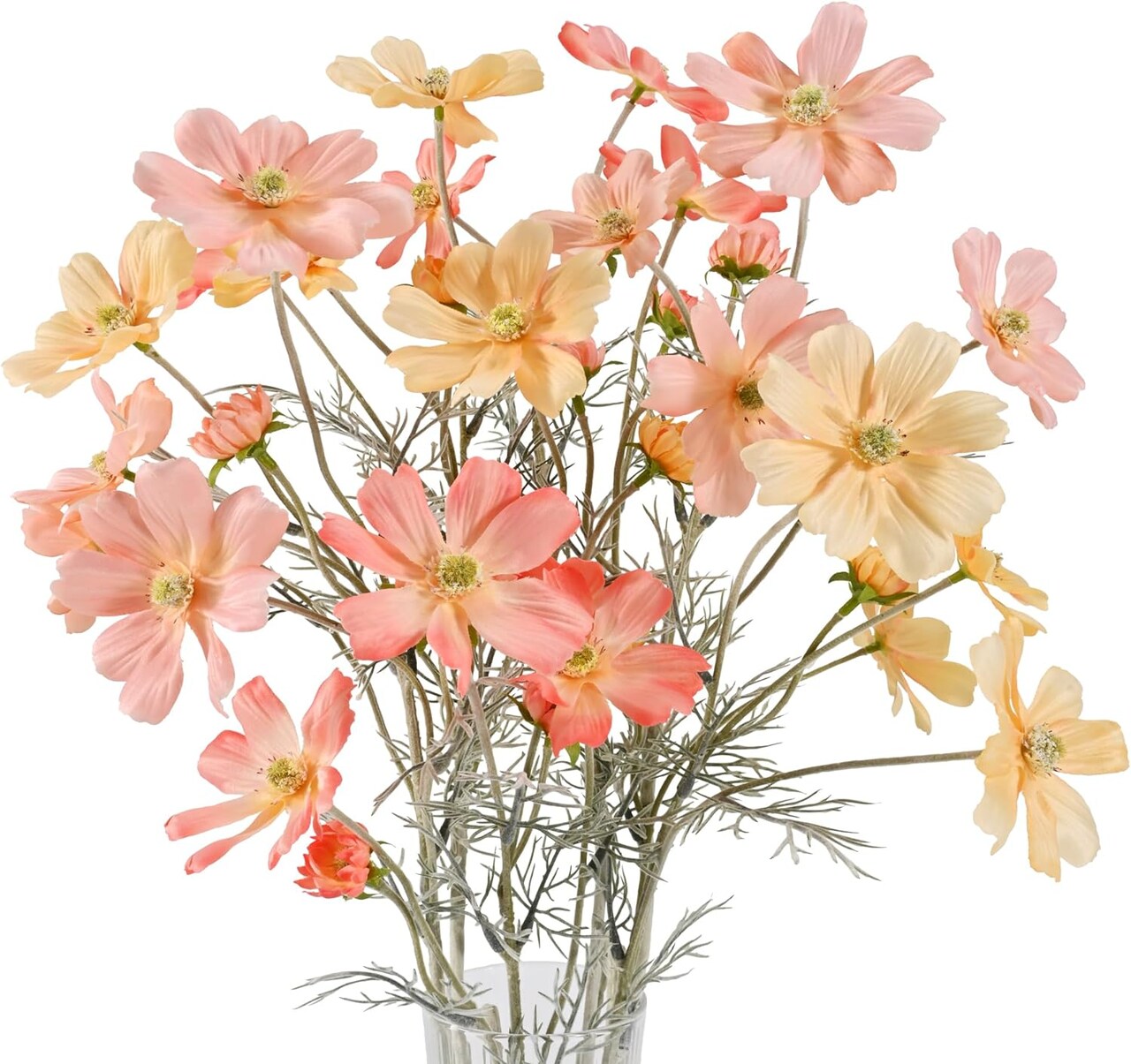 Colorful Cosmos & Coreopsis Silk Flowers - Set of 6 for Table Centerpieces